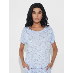 Dreamz By Pantaloons Blue Bell Cotton Comfort Fit Floral Print Sleepwear T-Shirt-picture-34