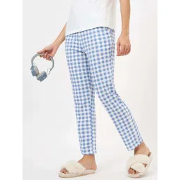 Dreamz by Pantaloons Blue Cotton Chequered Pyjama image 4