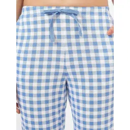 Dreamz by Pantaloons Blue Cotton Chequered Pyjama image 5
