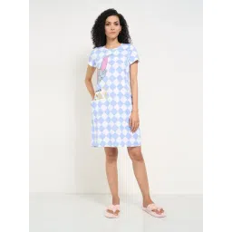 Dreamz By Pantaloons Blue Cotton Comfort Fit Printed Nightdress-picture-34