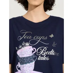 Dreamz By Pantaloons Blue Cotton Comfort Fit Sleep Tee image 5