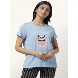 Dreamz by Pantaloons Blue Cotton Graphic Print T-Shirt-picture-17