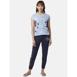 Dreamz by Pantaloons Blue Cotton Graphic Print T-Shirt Pyjama Set-picture-20