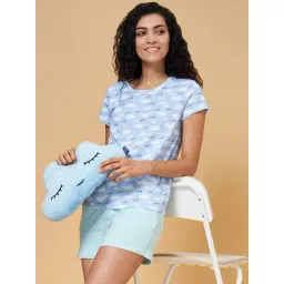 Dreamz by Pantaloons Blue Cotton Graphic Print Top Shorts Set-picture-31