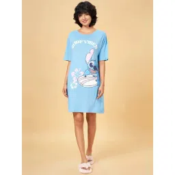 Dreamz by Pantaloons Blue Cotton Printed Sleep Tee-picture-30