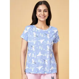 Dreamz by Pantaloons Blue Cotton Printed T-Shirt image 1