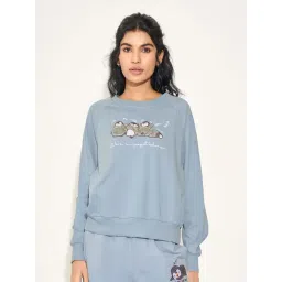 Dreamz By Pantaloons Blue Fog Relaxed Fit Printed Sleepwear Sweatshirt-picture-12
