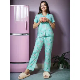 Dreamz by Pantaloons Blue Printed Night Shirt Pyjama Set-picture-29