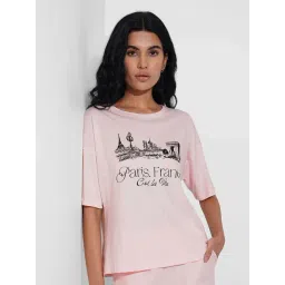 Dreamz By Pantaloons Blushing Bride Cotton Comfort Fit Printed Sleepwear T-Shirt-picture-34