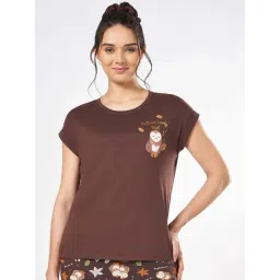 Dreamz by Pantaloons Brown Cotton Printed T-shirt-image-13