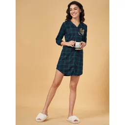 Dreamz by Pantaloons Checked Lapel Collar Pure Cotton Shirt Dress-picture-27