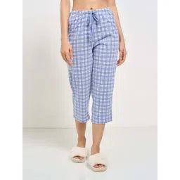 Dreamz By Pantaloons Colony Blue Comfort Fit Checks Sleepwear Capris-picture-24