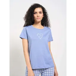 Dreamz By Pantaloons Colony Blue Comfort Fit Printed Sleepwear T-Shirt-picture-22