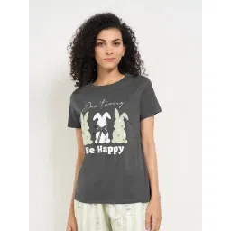 Dreamz By Pantaloons Dark Slate Cotton Comfort Fit Printed Nightwear T-Shirt-picture-34