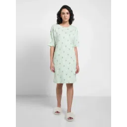 Dreamz By Pantaloons Green Cotton Comfort Fit Printed Nightdress-picture-31
