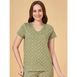 Dreamz by Pantaloons Green Cotton Floral Print T-Shirt-picture-41