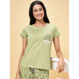 Dreamz by Pantaloons Green Cotton Graphic Print T-Shirt-picture-41