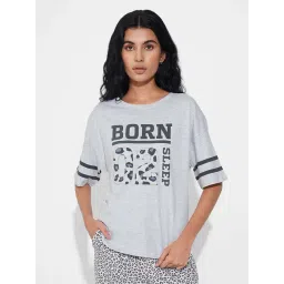 Dreamz By Pantaloons Grey Cotton Comfort Fit Printed Sleepwear T-Shirt-picture-32
