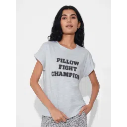 Dreamz By Pantaloons Grey Cotton Comfort Fit Printed Sleepwear T-Shirt-picture-31