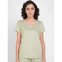 Dreamz by Pantaloons Lace Detailed Pure Cotton Lounge T-Shirt-picture-27