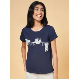 Dreamz by Pantaloons Navy Cotton Graphic Print T-Shirt-picture-19