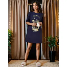 Dreamz by Pantaloons Navy Cotton Printed Sleep Tees-picture-35