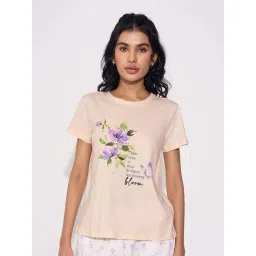 Dreamz By Pantaloons Off White Regular Fit Floral Print Sleepwear T-Shirt-picture-19