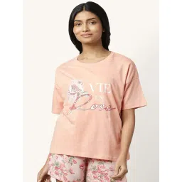Dreamz by Pantaloons Peach Cotton Graphic Print T-Shirt-picture-11