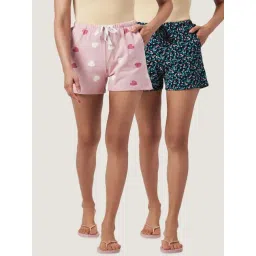 Dreamz by Pantaloons Pink Black Cotton Floral Print Shorts-image-23