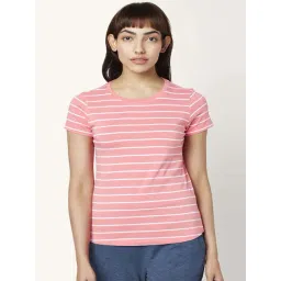 Dreamz by Pantaloons Pink Cotton Striped T-Shirt-picture-20