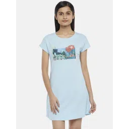 Dreamz by Pantaloons Powder Blue Cotton Graphic Print Sleep Tee-picture-36