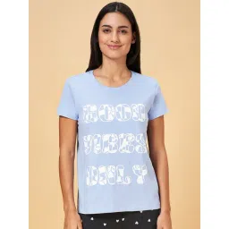 Dreamz by Pantaloons Powder Blue Cotton Graphic Print T-Shirt-picture-18