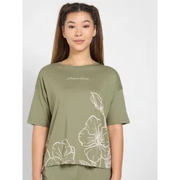 Dreamz by Pantaloons Printed Pure Cotton Round Neck Half Sleeve Lounge T-Shirt-picture-10