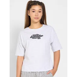 Dreamz by Pantaloons Printed Pure Cotton Round Neck Half Sleeve Lounge T-Shirt image 1