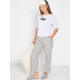 Dreamz by Pantaloons Printed Pure Cotton Round Neck Half Sleeve Lounge T-Shirt image 2