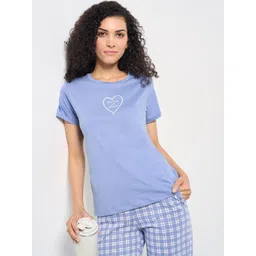 Dreamz by Pantaloons Printed Round Neck Short Sleeve Pure Cotton Lounge T shirts-picture-31