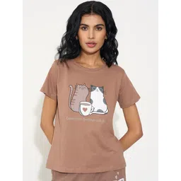 Dreamz by Pantaloons Pure Cotton Printed Lounge Tshirts-image-1