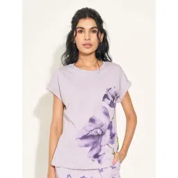 Dreamz By Pantaloons Purple Relaxed Fit Floral Print Sleepwear T-Shirt-picture-24