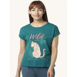 Dreamz by Pantaloons Teal Green Cotton Graphic Print T-Shirt-picture-22