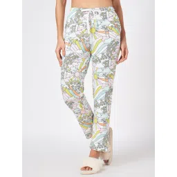 Dreamz By Pantaloons White Cotton Comfort Fit Print Casual Trousers-picture-42
