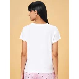 Dreamz by Pantaloons White Cotton Printed T-Shirt image 2