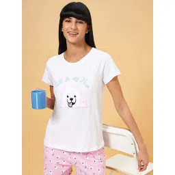 Dreamz by Pantaloons White Cotton Printed T-Shirt image 4