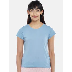 Dreamz by Pantaloons Women Blue Solid Cotton Lounge T-shirt-picture-10