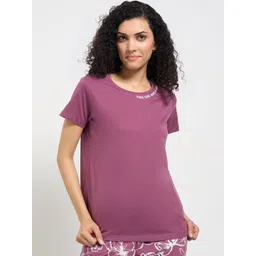 Dreamz by Pantaloons Women Round Neck Printed Pure Cotton Lounge Tshirts-picture-32