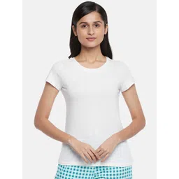 Dreamz by Pantaloons Women White Solid Pure Cotton Lounge T-shirt-picture-31