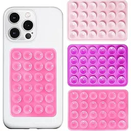 drenza™ Suction Phone Case - Anti-Slip Silicone Back Cover Multipurpose Hands-Free Sticky Pads for Phone Case Mount for Selfies Videos Mirror Shower & More (Light Pink + Purple + Pink)-picture-10