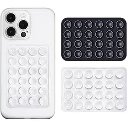 drenza™ Suction Phone Case - Anti-Slip Silicone Back Cover Multipurpose Hands-Free Sticky Pads for Phone Case Mount for Selfies Videos Mirror Shower & More (White + Black) image 1