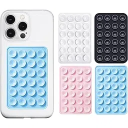 drenza™ Suction Phone Case - Anti-Slip Silicone Back Cover Multipurpose Hands-Free Sticky Pads for Phone Case Mount for Selfies Videos Mirror Shower & More (White + Black + Light Pink + Light Blue)-picture-12
