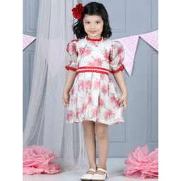 Dress My Angel Floral Printed Puff Sleeves Fit & Flare Dress-picture-33