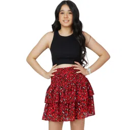 Dress My Angel Girls Red Animal Printed Skort-picture-53